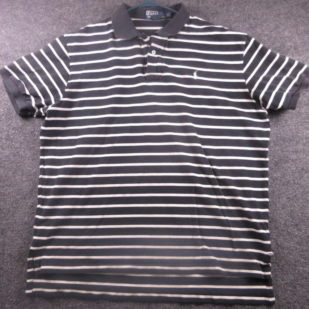 Polo Ralph Lauren Polo Shirt Mens XL Blue White Stripe‎ Pony Logo Cotton